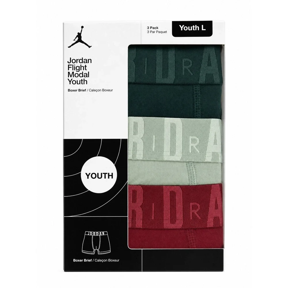 Jordan Flight Modal Youth Boxer Briefs 3-Pack Midnight Green 9J0637-E8J Size L
